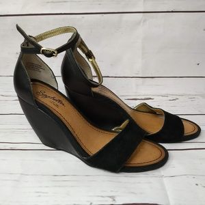 Seychelles Black Wedge Ankle Strap Sandal Size 7